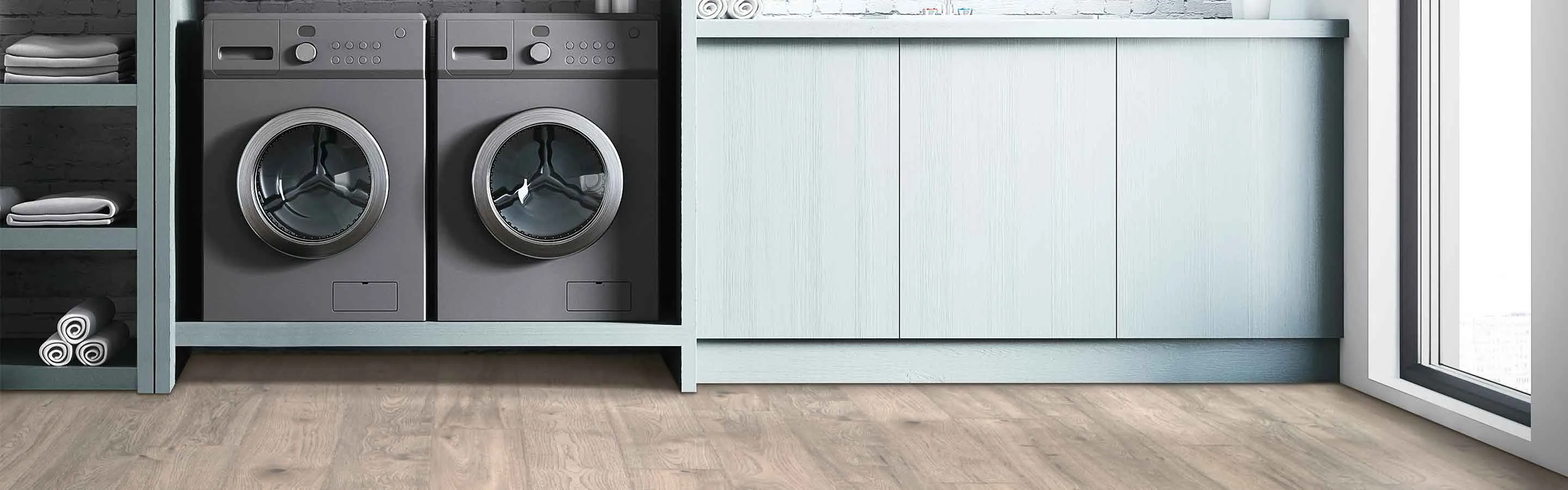Laminate flooring in a laundry room