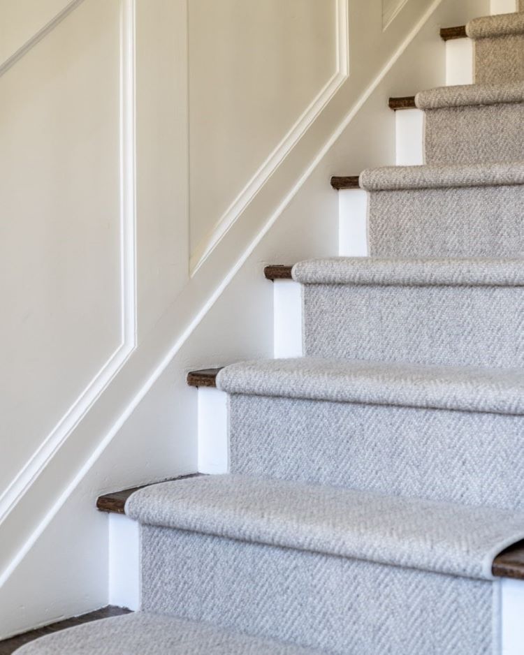 Installed custom stair runner in home