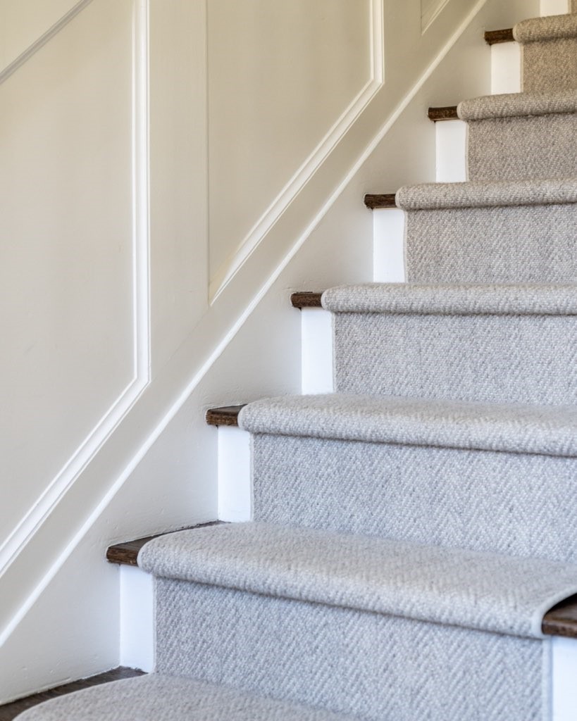 Installed custom stair runner in home